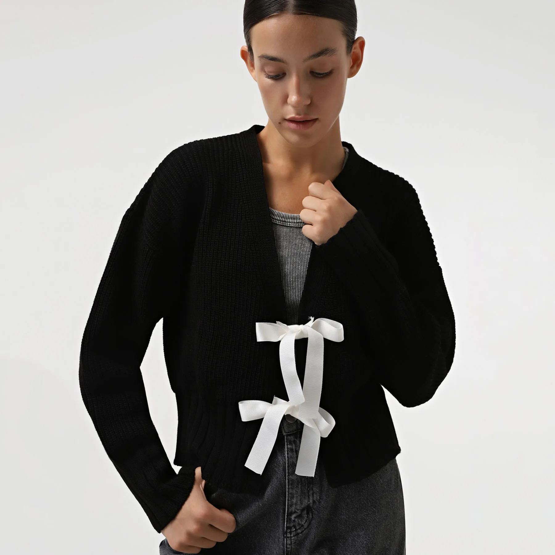 Cryptographic-Cardigan tatif à nœud avant pour femmes, pulls à manches longues, nickel é, grunge, automne, vêtements d'hiver, mode