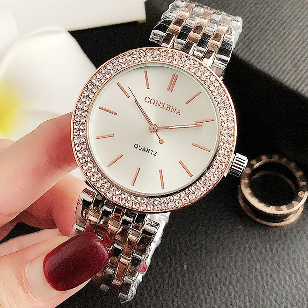 Women\'s Watches Luxury Stainless Steel Rhinestone Women Quartz Wristwatches Fashion Top Brand Ladies Bracelet zegarek damski