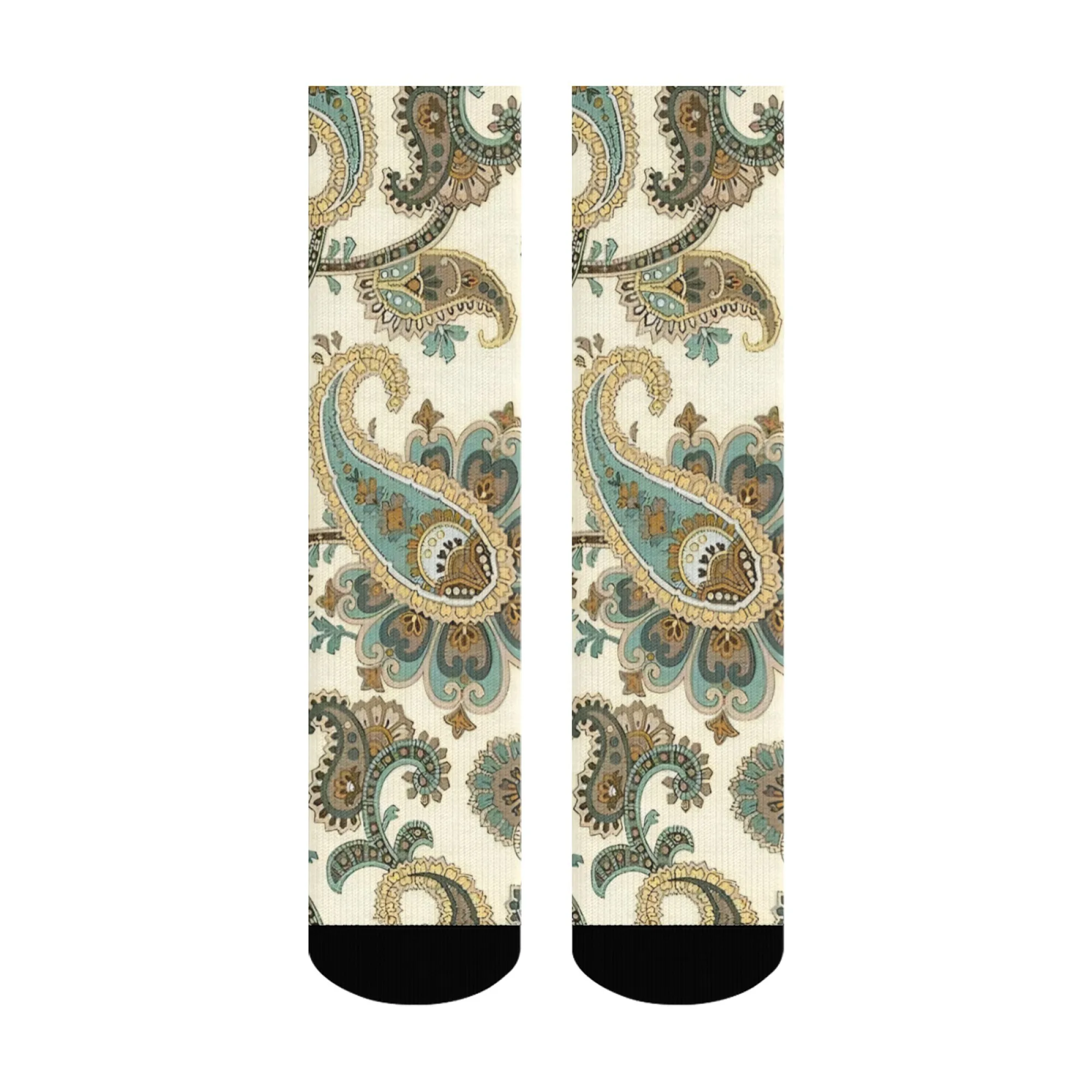 جوارب رجالية بطبعة بيزلي ريترو منتصف الساق، نمط بوهيمي كلاسيكي، جوارب دائرية دافئة ومريحة لفصل الشتاء غير الرسمي #2