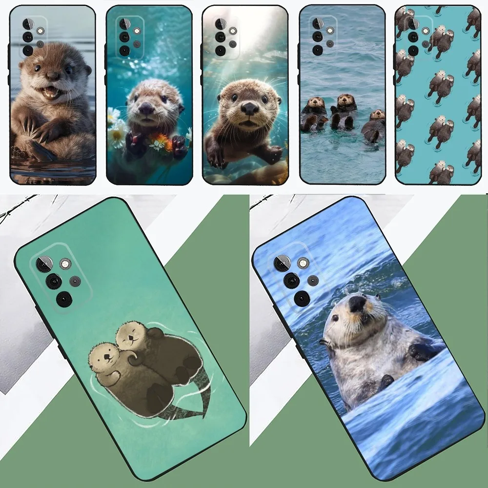 Cute Otter Lutra lutra  Phone Case For SamsungS24,23,22,21,S20 ,Pro10,S30Plus,S9,20lite Ultra Black Cover