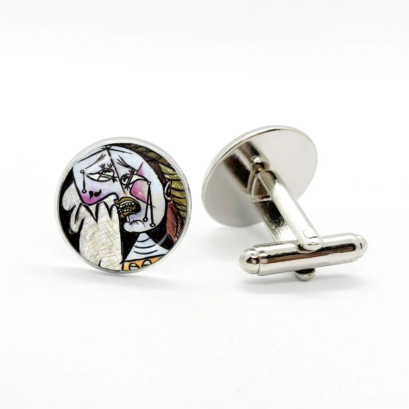 1 Pair Cufflinks Pablo Picasso Abstract Art Painting Pattern Simple Men\'s Jewelry Suit Accessories Artist Father\'s Day Gift