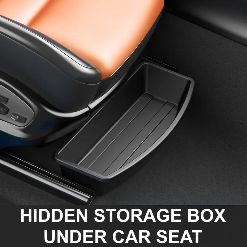 Hidden Under Car Seat Storage Box ABS Fits Most Auto Front Rear Space Saver No Drill Slide Out Efficient Car Organizer Accessory