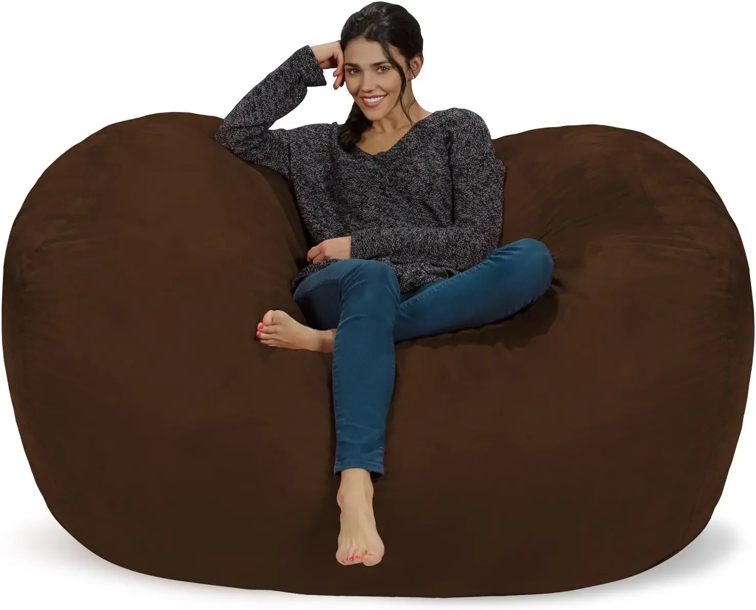 Bean Bag Chair: Huge 6' Memory Foam Furniture Bag and Large Lounger - Big Sofa with Soft Micro Fiber Cover - Chocolate