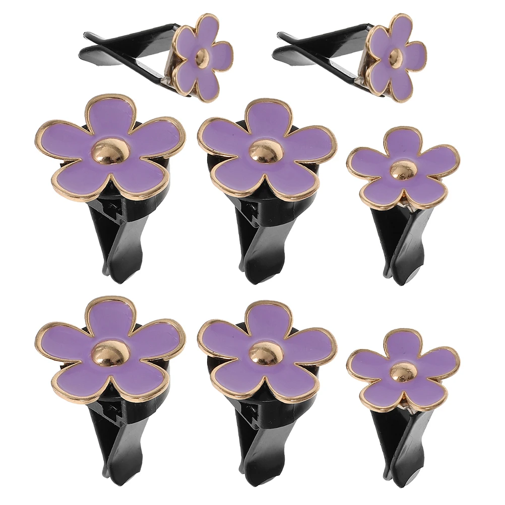 

8pcs Purple Car Air Freshener Vent Clips Daisy Flower Scented Diffuser Long-Lasting Fragrance Car Interior Accessories Aroma
