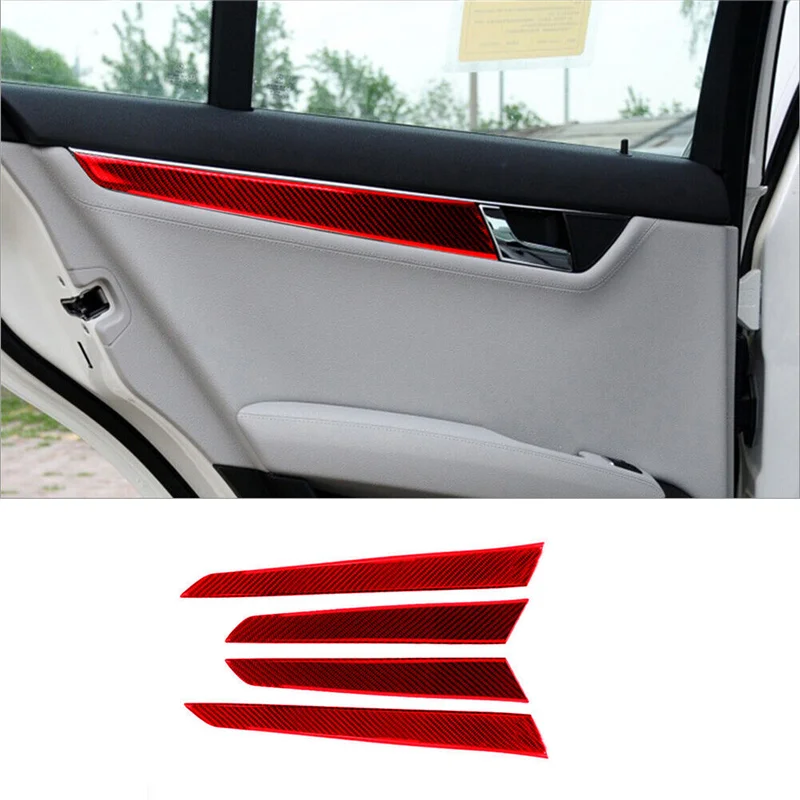 

Red Carbon Fiber Interior Door Panel Cover Trim For C-Class W204 2007-2013 Parts Kit