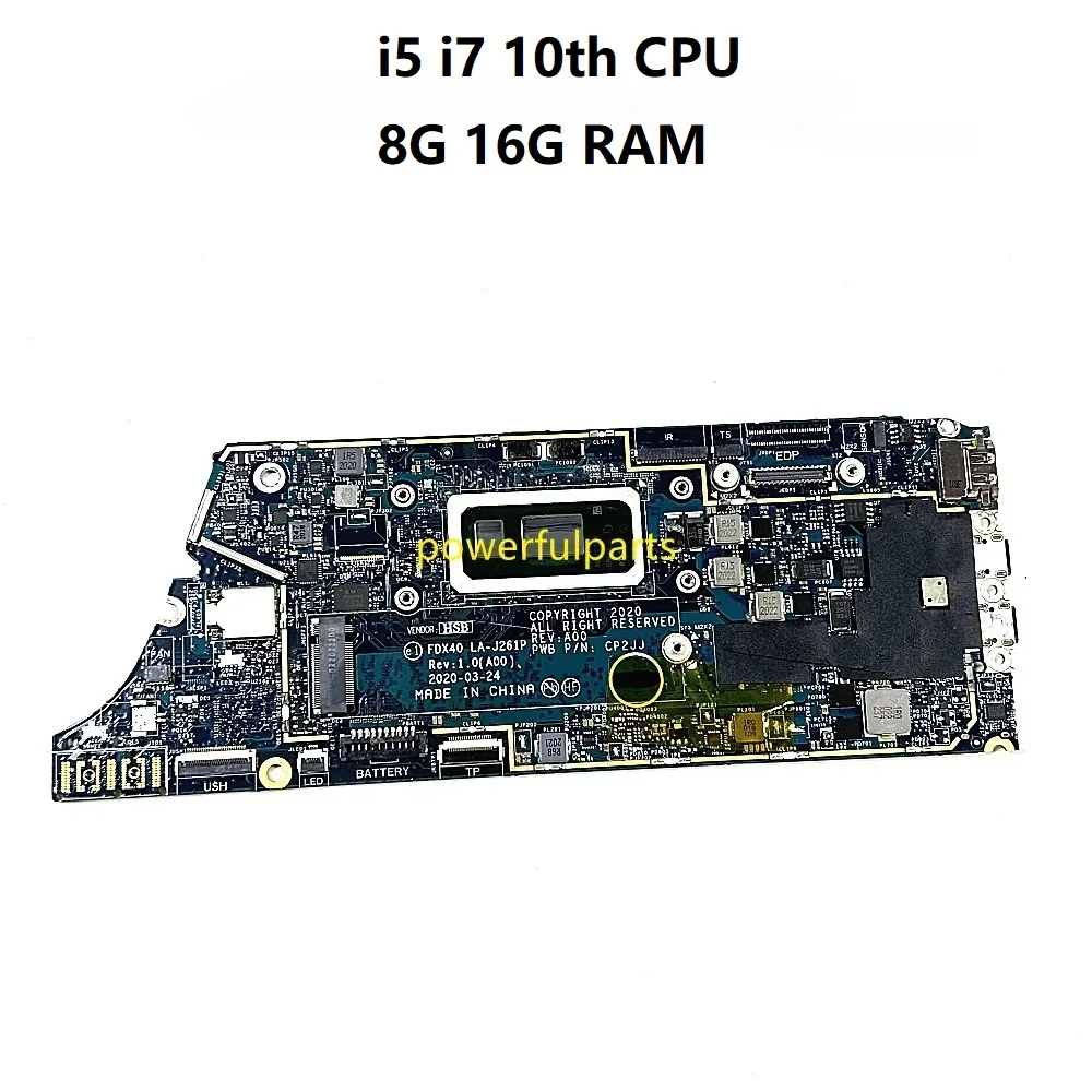 

Материнская плата для ноутбука Dell LATITUDE 7310 7410 0GYV1X 04J6CM 00N7RN 0RCDY9 DX40 LA-J261P i5 i7 10th 8G 16G RAM работает хорошо
