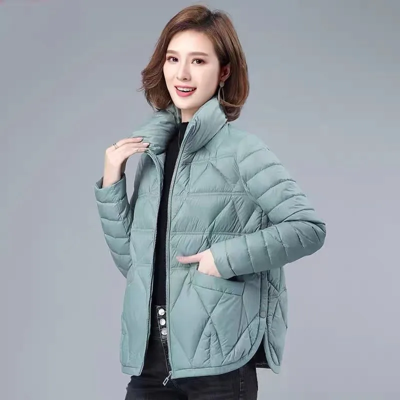 

Thiened down Cotton Jaet Women's Autumn Winter Coat Zipper Closure Long Sve Slim Fit Pure Color Commute Sle Coat