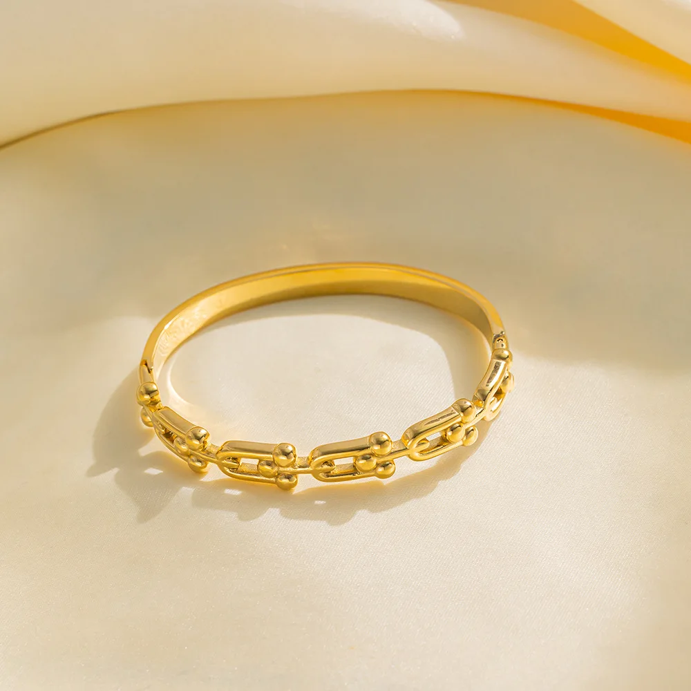 Stainless steel simple U-shaped horseshoe bracelet hot sale Gold Color smooth Bangles For Women Party Hand Jewelry