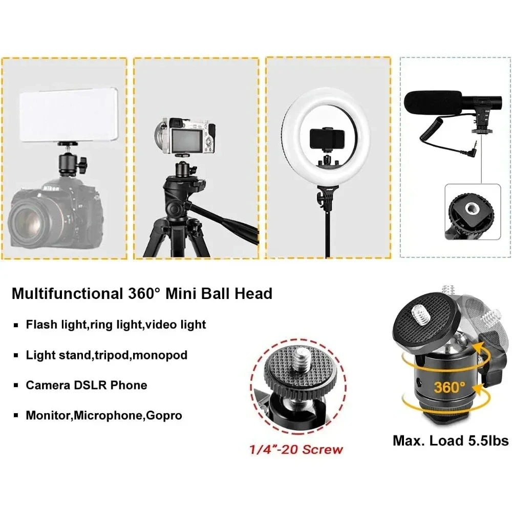 Metall 1/4 Zoll Kleiner Kugelkopf-Verlängerungshalter Blitzhalterung Smartphone-Halterung für DSLR-Kamera Speedlite Live-Aufnahmeausrüstung