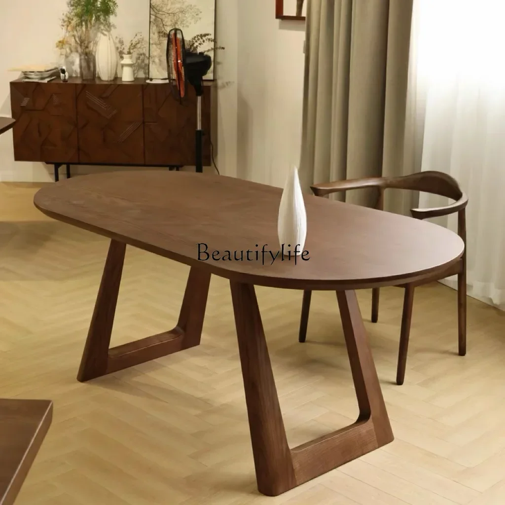 

D06Nordic log dining table small apartment living room household combination table