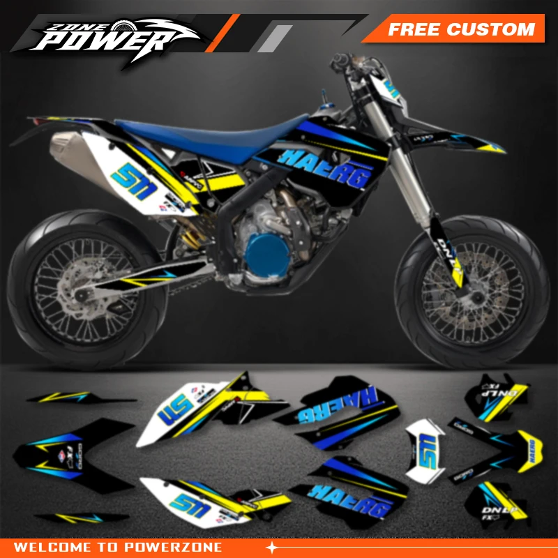 Powerzone Motorcycle Graphics Decals Sticker Kits for HUSABERG TE FE 2009 2010 2011 2012 Background Custom Number Name 04