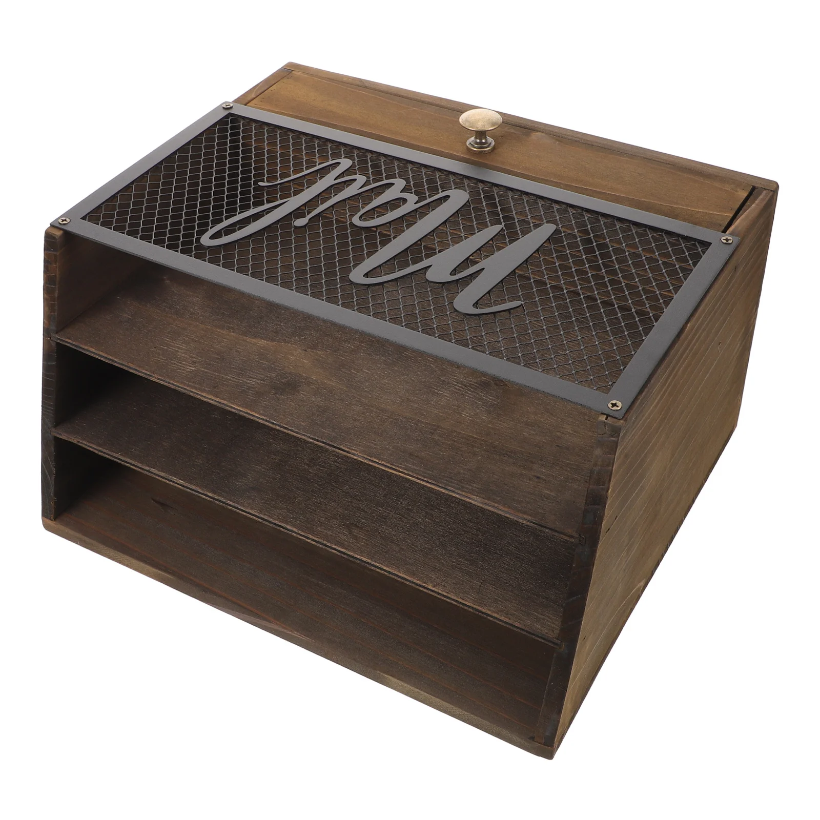 

Wooden Tabletop Organizer Tray 3 Compartments Mail Sorter Drawer for Documents 11.4x10.22x5.89in Rustic Design Home Office