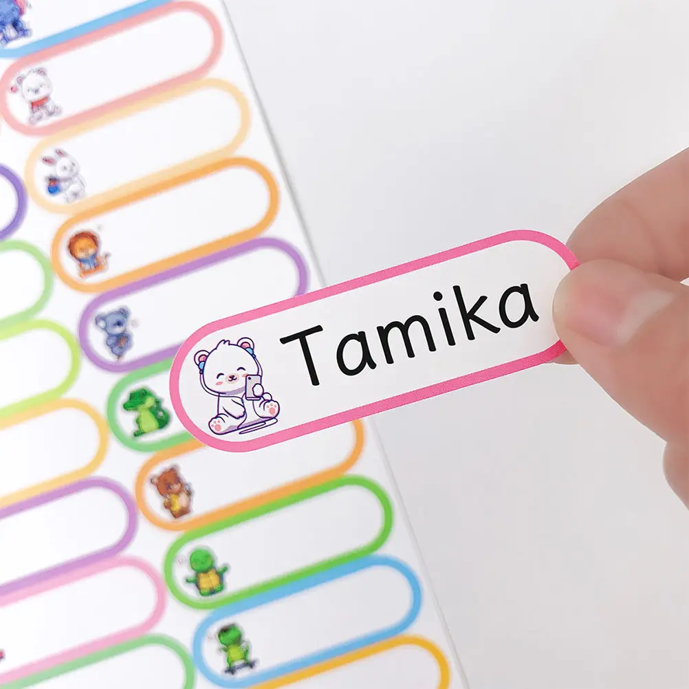 10 Sheets Writable Name Tag Stickers Self-Adhesive Blank Label Stickers for Classroom Daycare Students Water Bottles Home