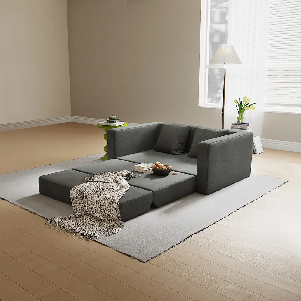 3 in 1 Foldable Sofa Bed Full Vacuum Compression Unassembled Velvet Fabric Sofa Adult Children Family Office Hotel