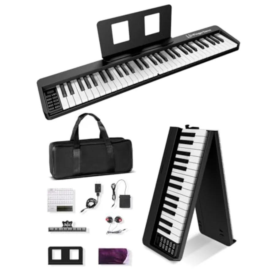 

Портативное складное пианино Finger Dance с 61 клавишей, имитацией текстуры дерева, Bluetooth MIDI