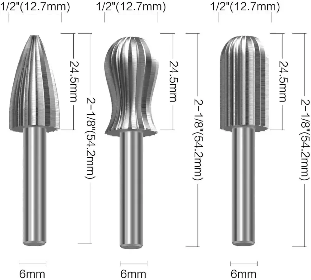 Prodrills 6pcs Carbide Cutter Rotary Burr Set CNC Engraving Bit Rotary File Bur Grinding For Dremel Rotary Tools