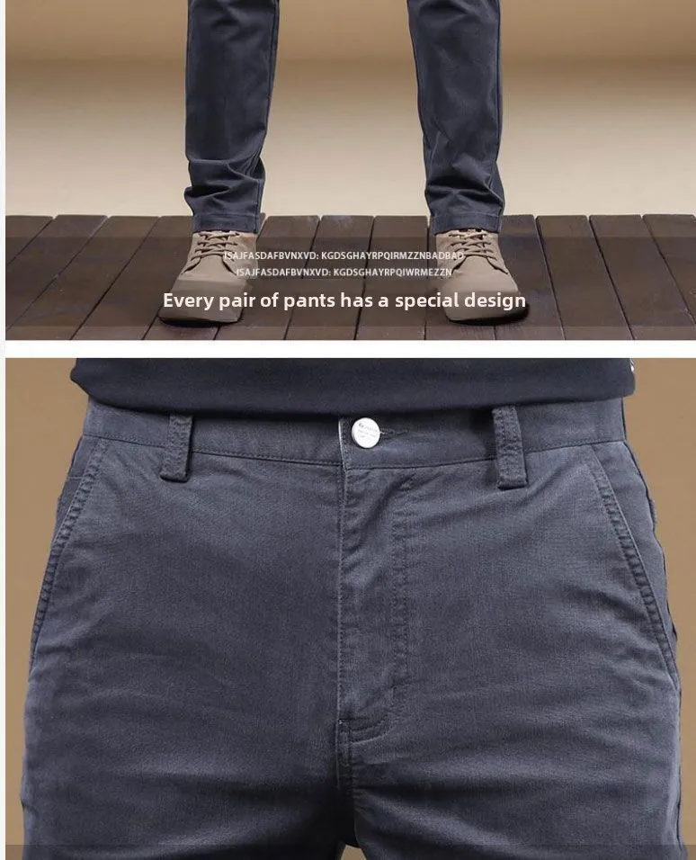 Hochwertige Dünne Baumwoll-Herrenhose Trendige Vielseitige Elastische Leichte Business-Hose Formelle Gerade Arbeitshose – Detail 4