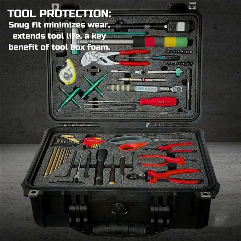 AT51-Tool Box Foam 16X12x1 Inch 8Pack, Foam Inserts For Cases, Polyethylene Storage Sheets For Toolbox Hard Case