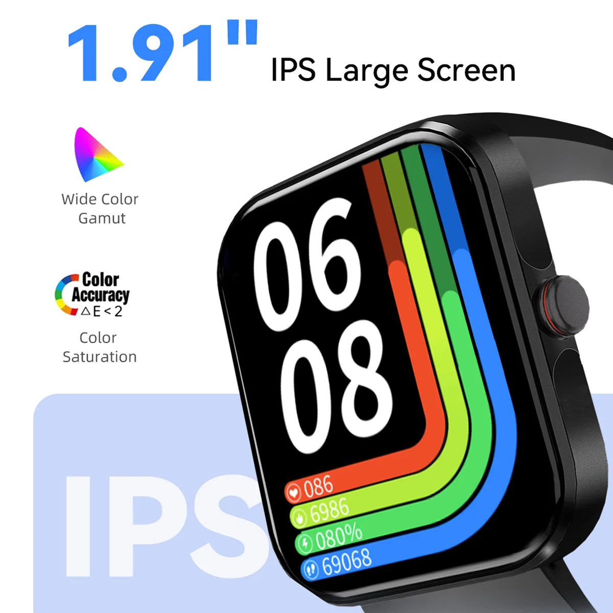 男性用のコネクテッドウォッチa230,1.91インチIPSスクリーン,酸素飽和度モニター,通話サポート,スポーツモード,アプリケーション付きブレスレット