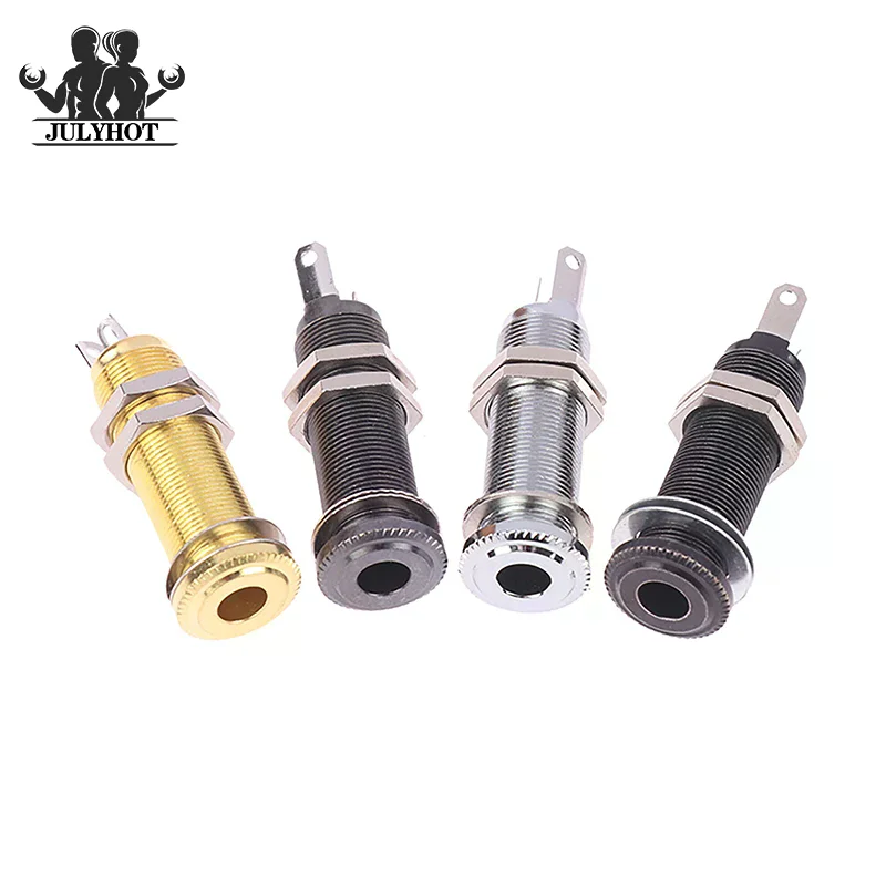 Electric Guitar Bass 6.35mm Socket Stereo 1/4 Inch Output Jacks Plug Brass Straight Tube Style Jack Anti-noisy Plug Socket