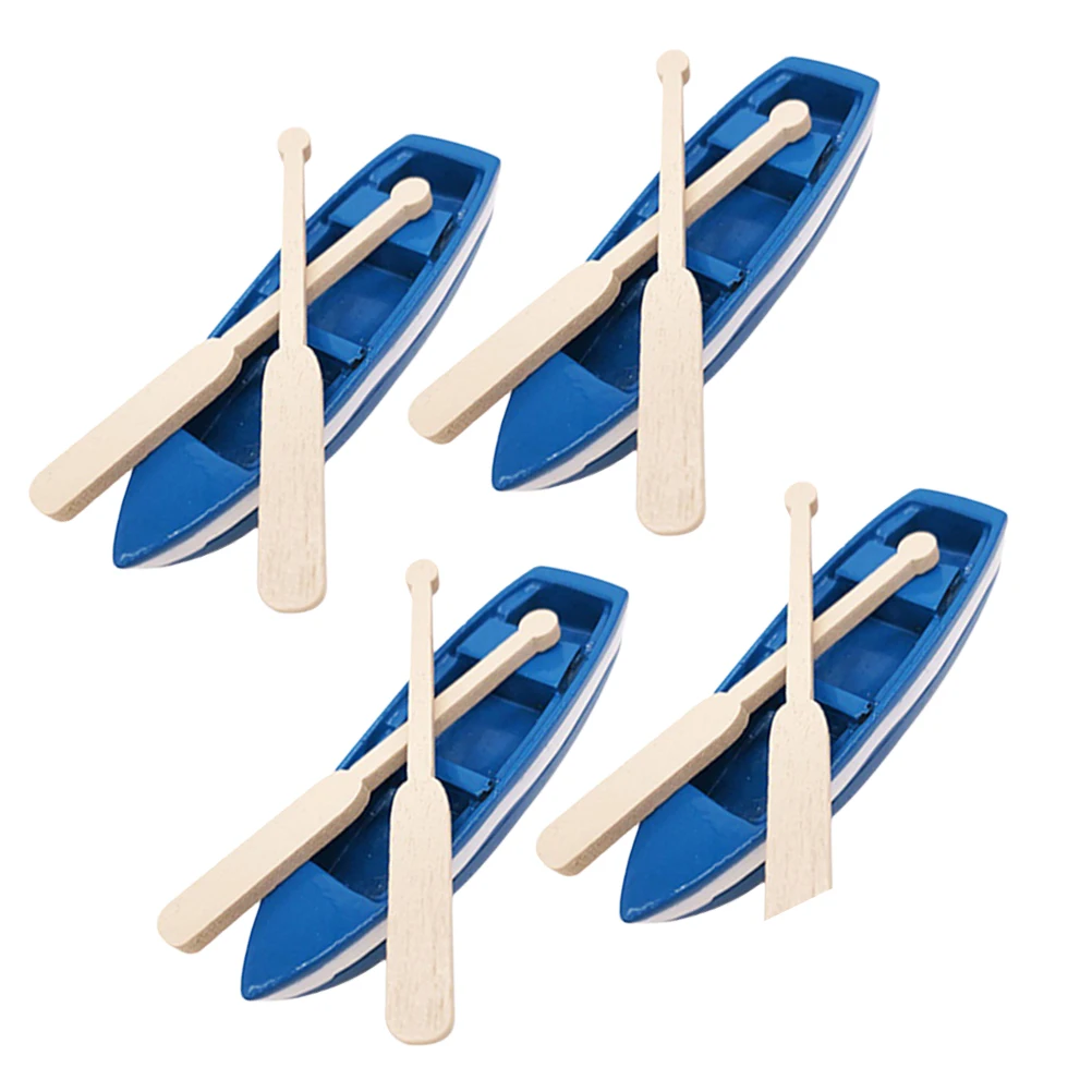 

4 set 4 Sets Wooden Scull Ornaments Miniature Boats DIY Materials Ocean Craft Kits Home Decor Gardening Supplies