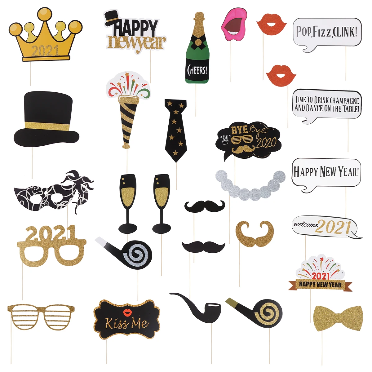 

29pcs Photo Props Christmas Decor New Year Party Supplies Accessories Wooden Paper Creative Background