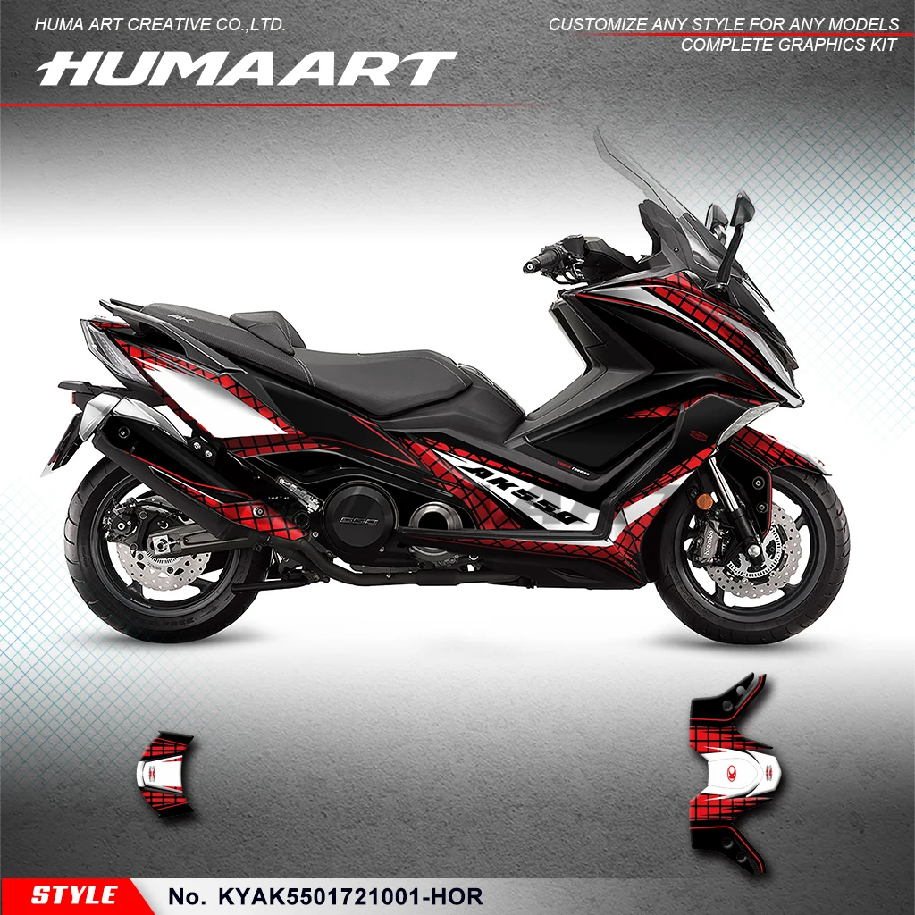 HUMAART Sports Stickers Scooter Graphics Kit for KYMCO AK550 2017 2018 2019 2020 2021, KYAK5501721001-HOR