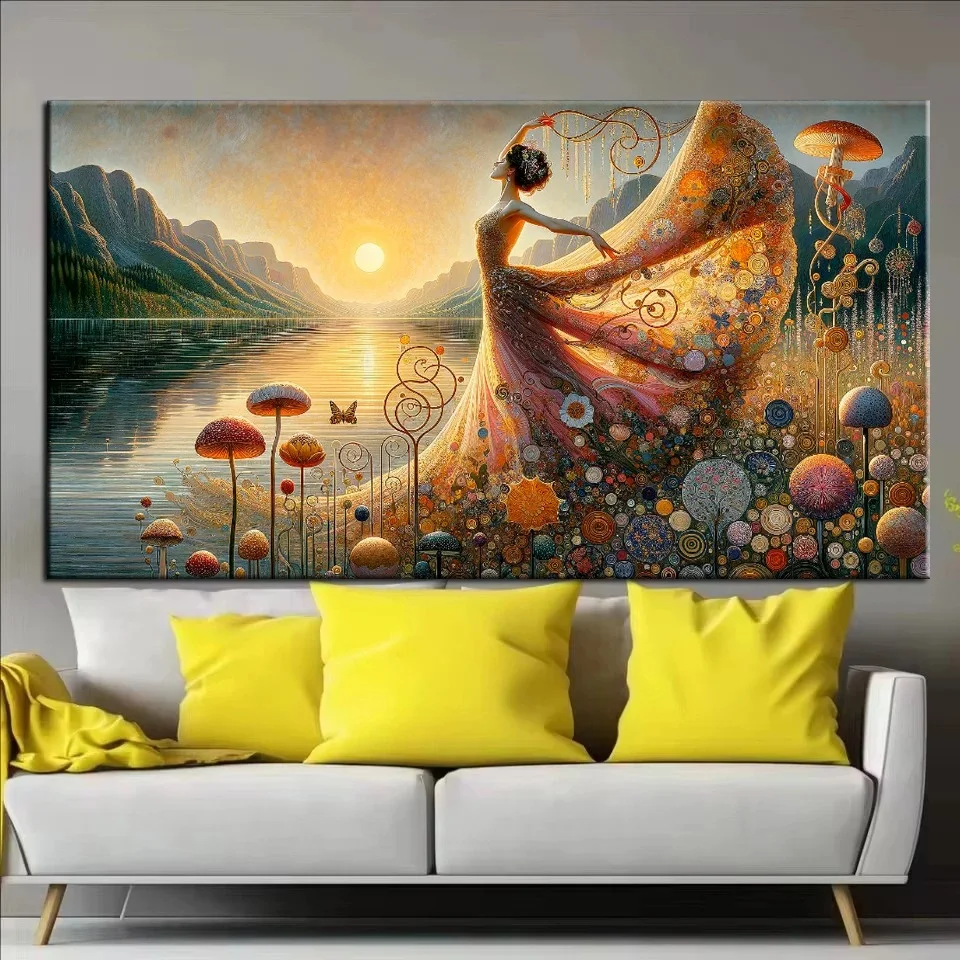 Large DIY Klimt Style Beautiful Dancing Woman,Diamond Painting Large Size Cross Stitch Kits Mosaic Diamond Embroidery Home Decor