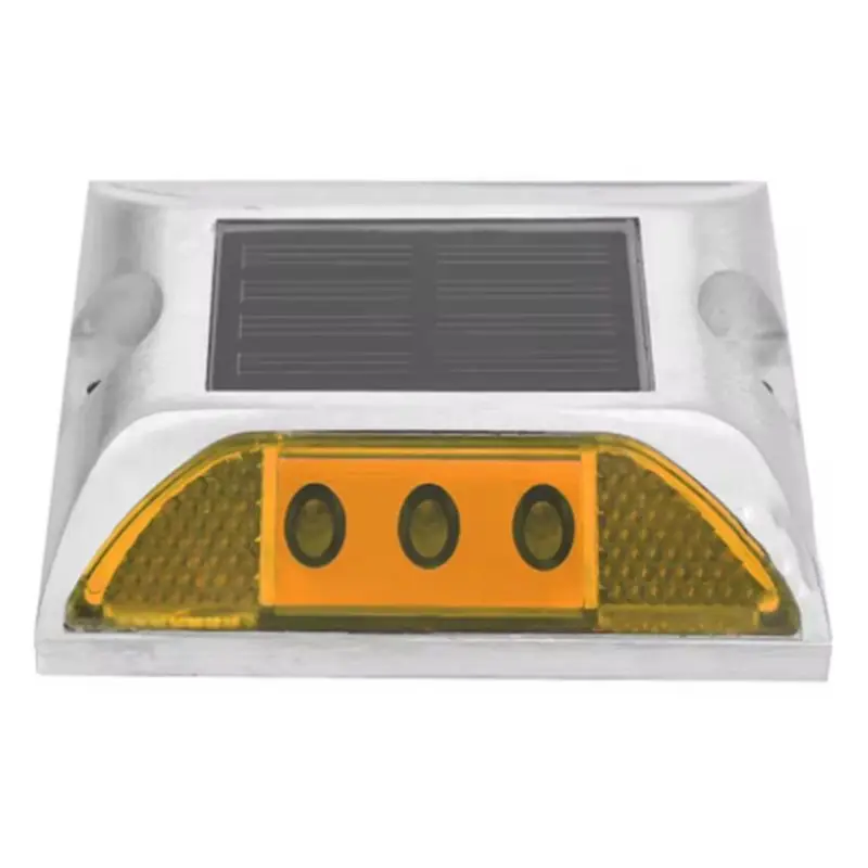 SHGO Solar Ground for Marker Lights, Double-Sided Warning, Cast Aluminum, Road Stud, for Driveway, Highway, Night