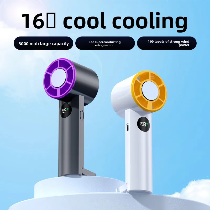 Mini Handheld Fan Superconducting Ice Compress Cooling Portable Hang Bag Rechargeable Fan For Student Dorm Outdoor
