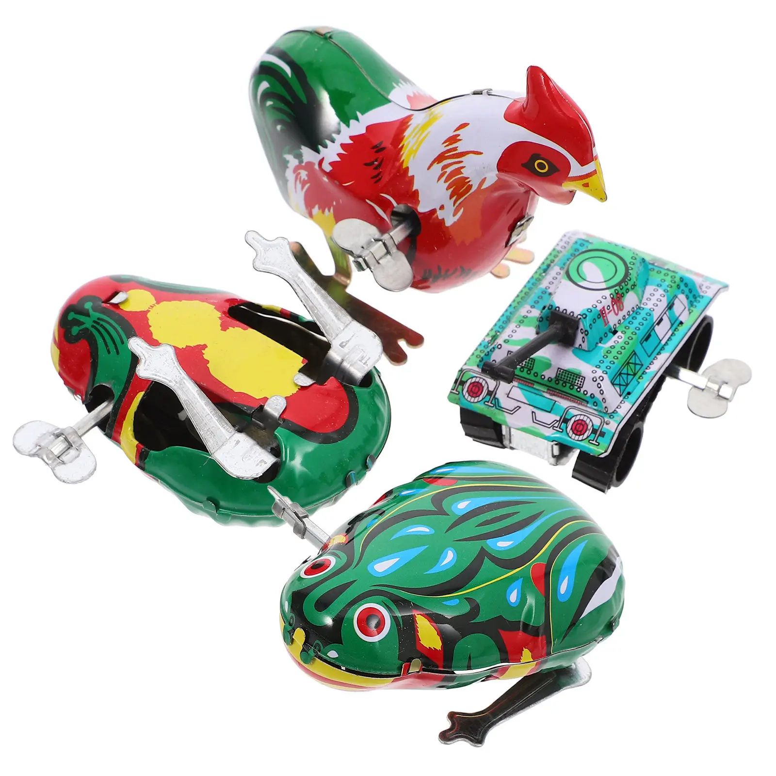 4Pcs Wind-Up Iron Animal Jumping Playthings Creative Kids Early Educational Parent Child Interaction Birthday Party Favors