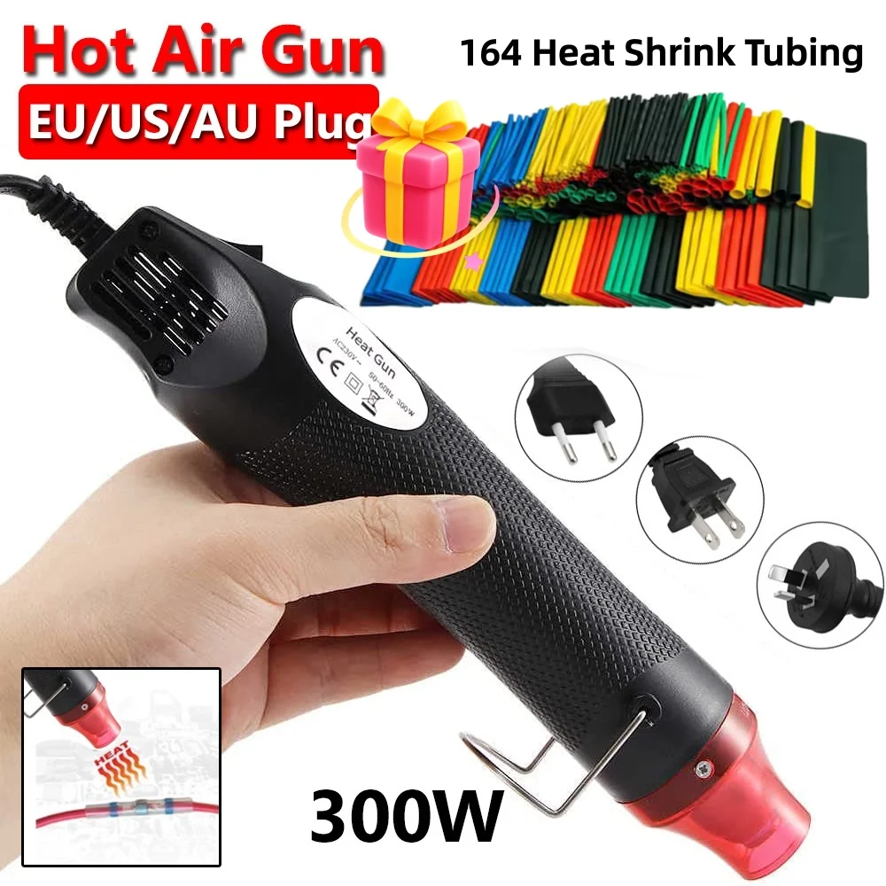 Pistola de Aire Caliente de 300W, Mini Pistola de Calor Eléctrica Portátil para Manualidades, Grabado en Relieve, Termocontracción de PVC, Pistola de Calor Multifunción