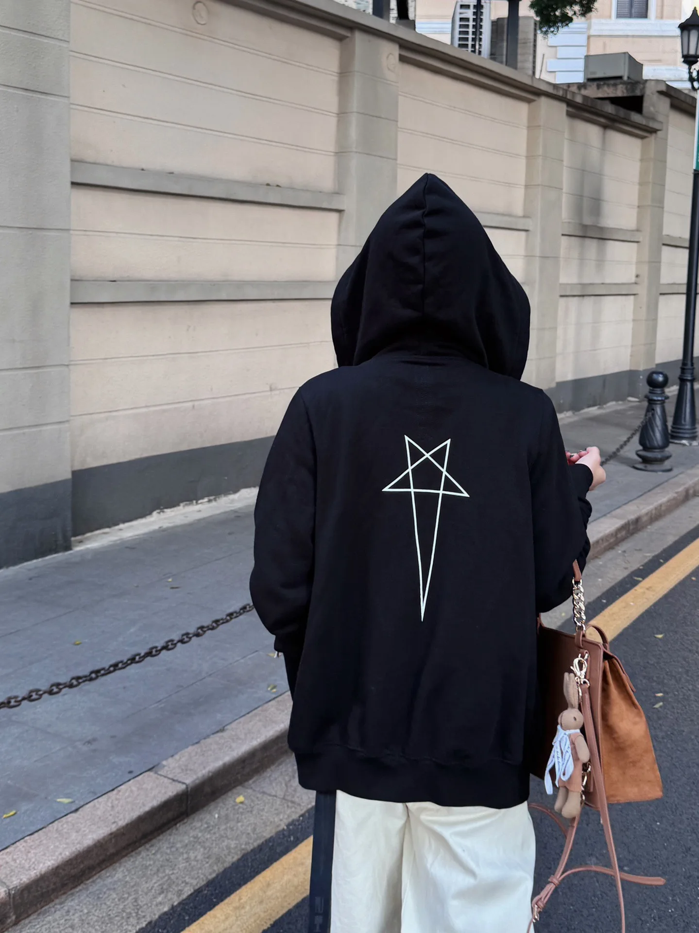 Men Hoodie Punk Diagonal Zipper Stand Collar Base Hooded Oversize Casual Owens Women's Fashion Cotton Hoodies