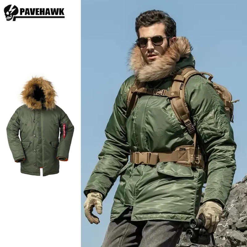 Winter Military Snowfield Parka Men 1.5kg Cold-proof N3b Cotton Army Overcoat Outdoor Tactical Thicken Woolly Collar Hooded Coat