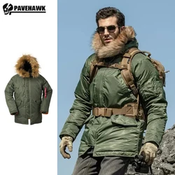 Parka militar de snowfield de algodão à prova de frio masculina, sobretudo do exército, casaco com capuz tático ao ar livre, gola grossa, N3b, 1,5 kg, inverno