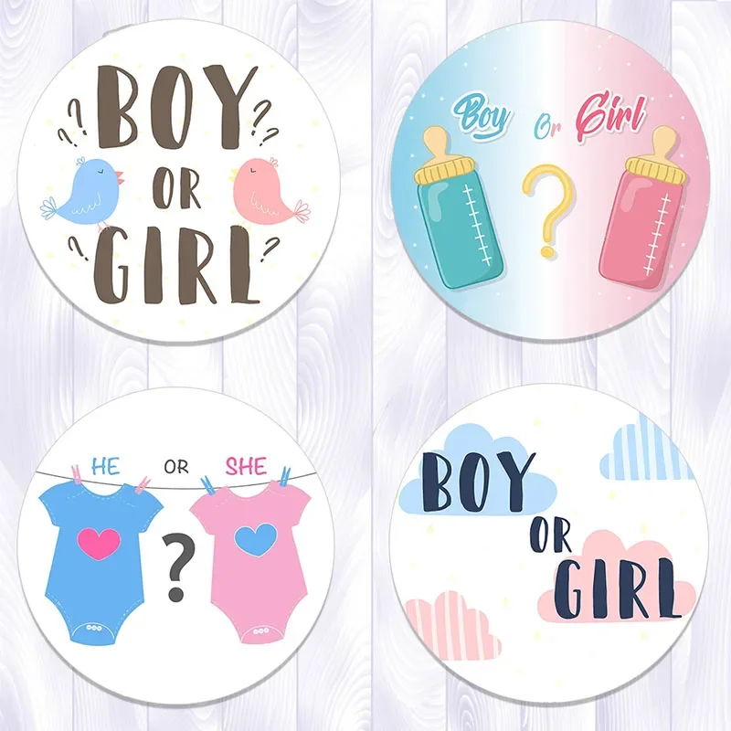 He or She Gender Reveal Team Boy Team Girl Stickers Boy or Girl Tags Labels Party Creative Decoration Baby Shower Supplies