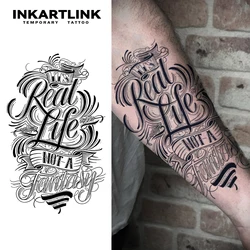 Floral Calligraphy temporary tattoo sticker, waterproof magic tattoo, lasts to 15 days fake tattoo, semi permanent tattoo
