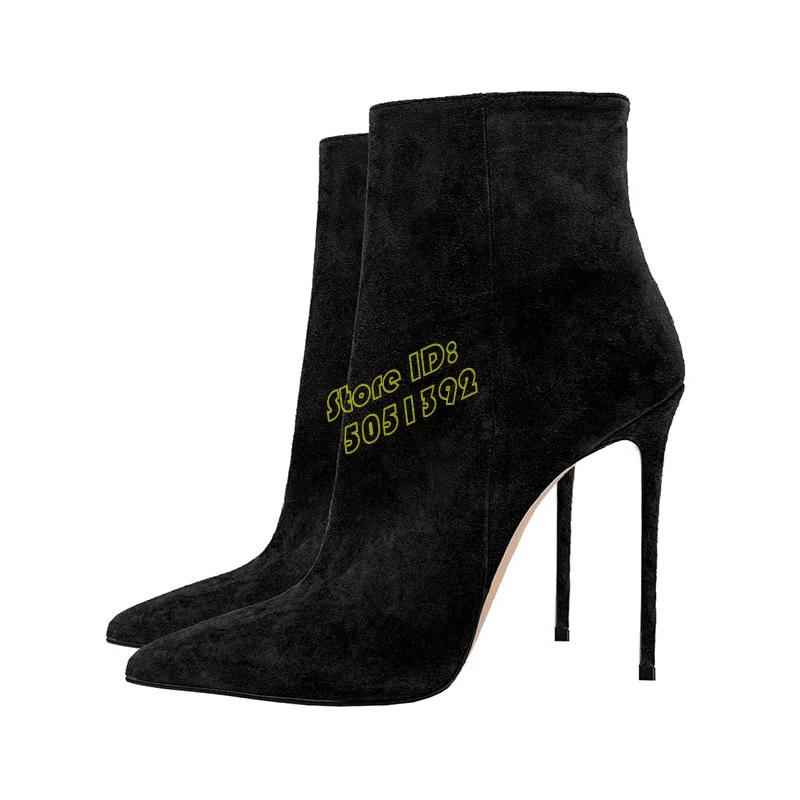 مثير مدبب تو تان الكاحل الجوارب سستة الجلد المدبوغ خنجر رقيقة عالية الكعب المدرج 2026 الشتاء الخريف الصلبة اليدوية فستان الأحذية #5