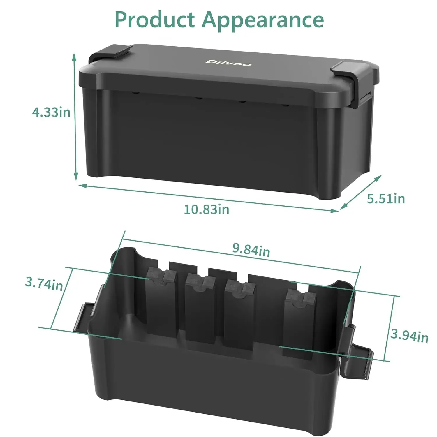 Diivoo Waterproof Electrical Box Outside Cable Connection Socket Enclosure Outdoor Extension Cord Connection Box for Garden