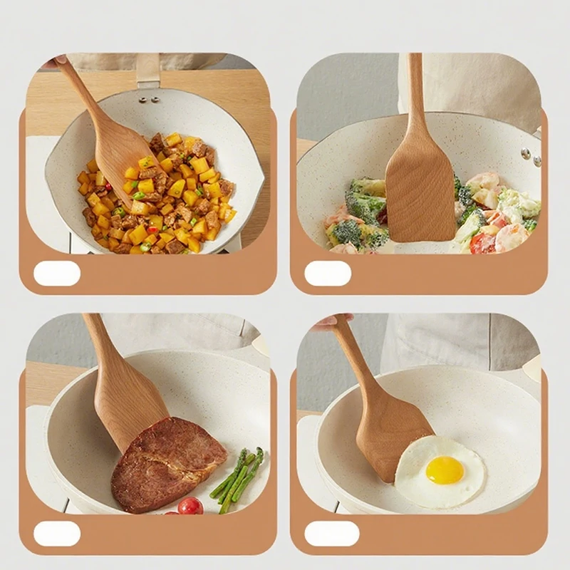 ملعقة من خشب الزان السميك من كوكر كينج، ملعقة خاصة غير لاصقة للقلي، ملعقة مقاومة لدرجات الحرارة العالية، خشبية #2