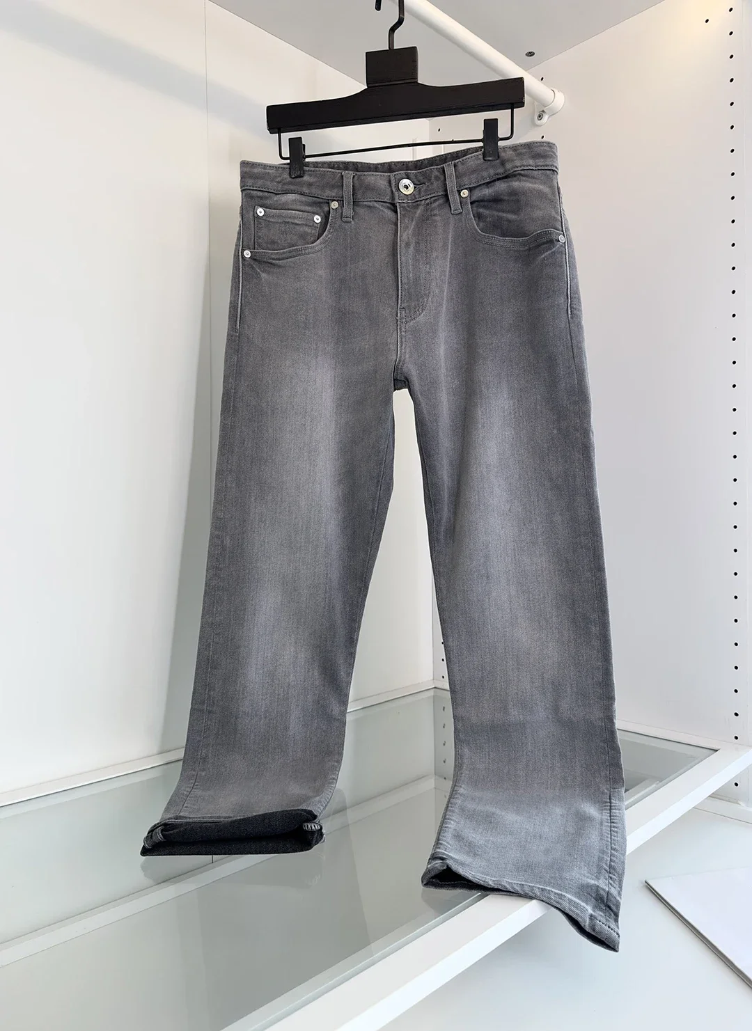 Jeans men New Grey Cattle Old Money New Rich Recommended size 29-38 Straight long pants Customized leather label High quality