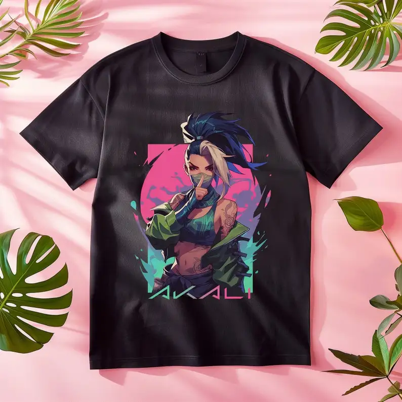 Akali T Shirt Heavy Cotton Gaming Tee Gaming Streetwear Graphic T-Shirt Stylish Japanese Anime Shirt