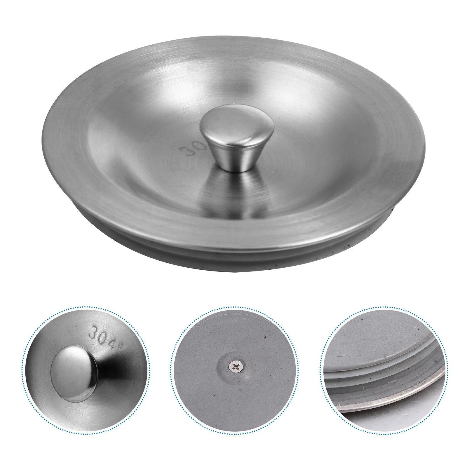 

Stainless Steel Flat Suction Drain Stopper Sink Plug Easy Fit Anti-Leak Kitchen Accessory Sink Stopper Drain Plug