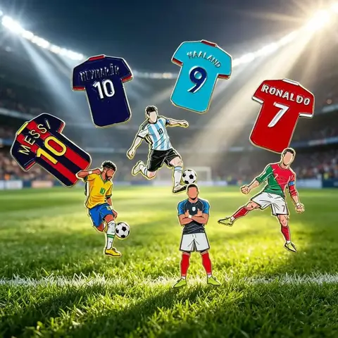 Men Football  Messi Ronaldo Neymar Haaland Jersey Brooch Sports Collectible Badges Backpack Decor Fan Present