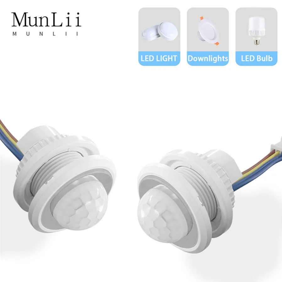 MunLii AC85V-265V LED PIR regulowane opóźnienie wbudowane ludzkie ciało czujnik podczerwieni czujnik ruchu na podczerwień przełącznik