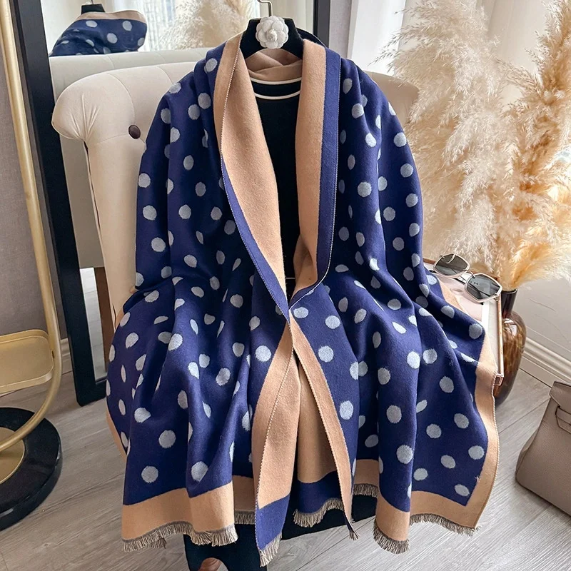 Unisex Winter Faux Cashmere Scarf - Warm & Trendy Houndstooth Design with Two-Way Wear, Ultra Soft & Practical for Cold Days