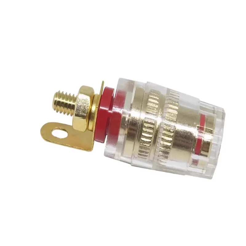 1pcs Gold-plated pure copper M4*33 transparent crystal amplifier speaker binding post 4MM banana connector speaker terminal
