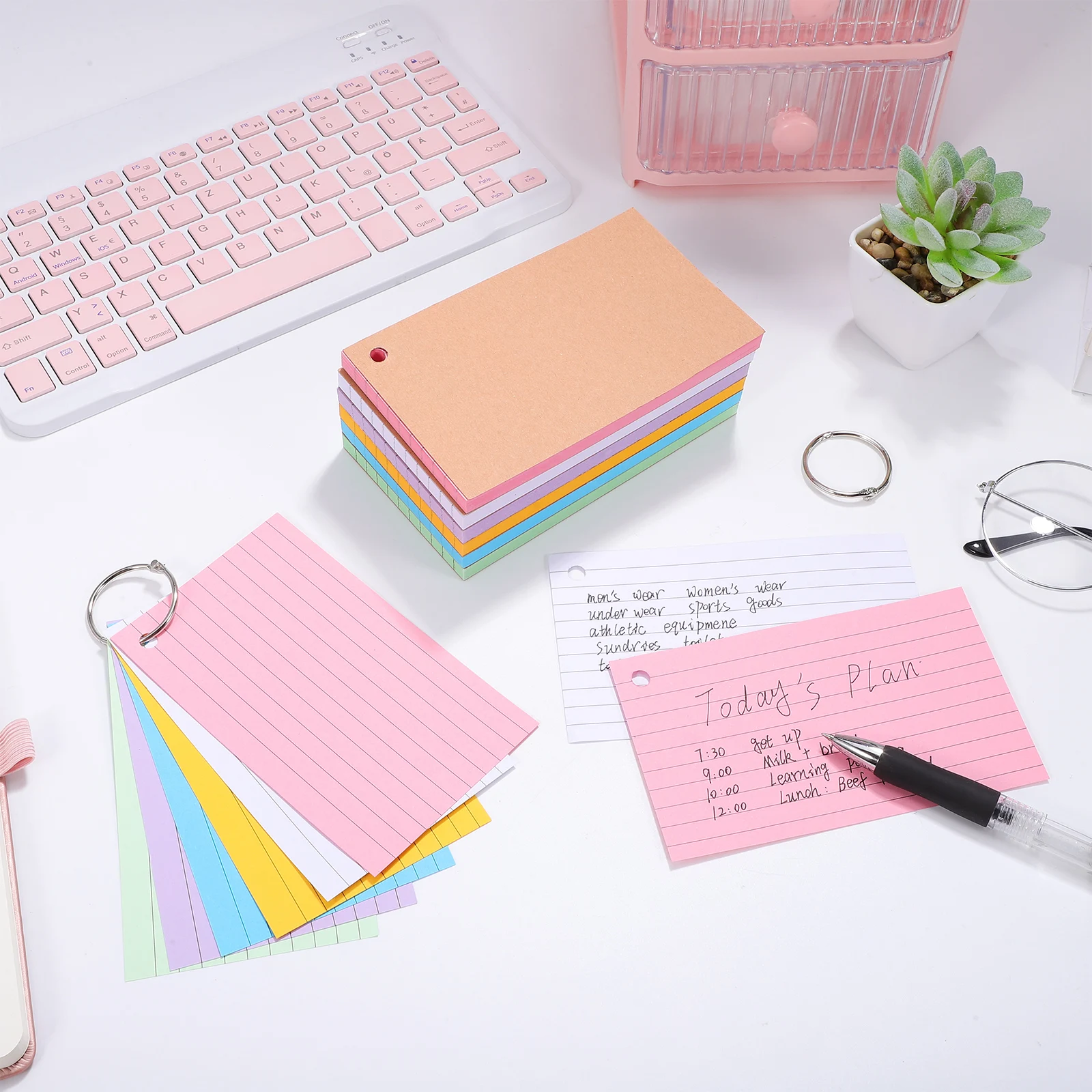 

6 Pcs Loose Book Double Sided Lined 50 Pages Per Book Sturdy Cover Index Cards Flashcards With Ring College Supplies