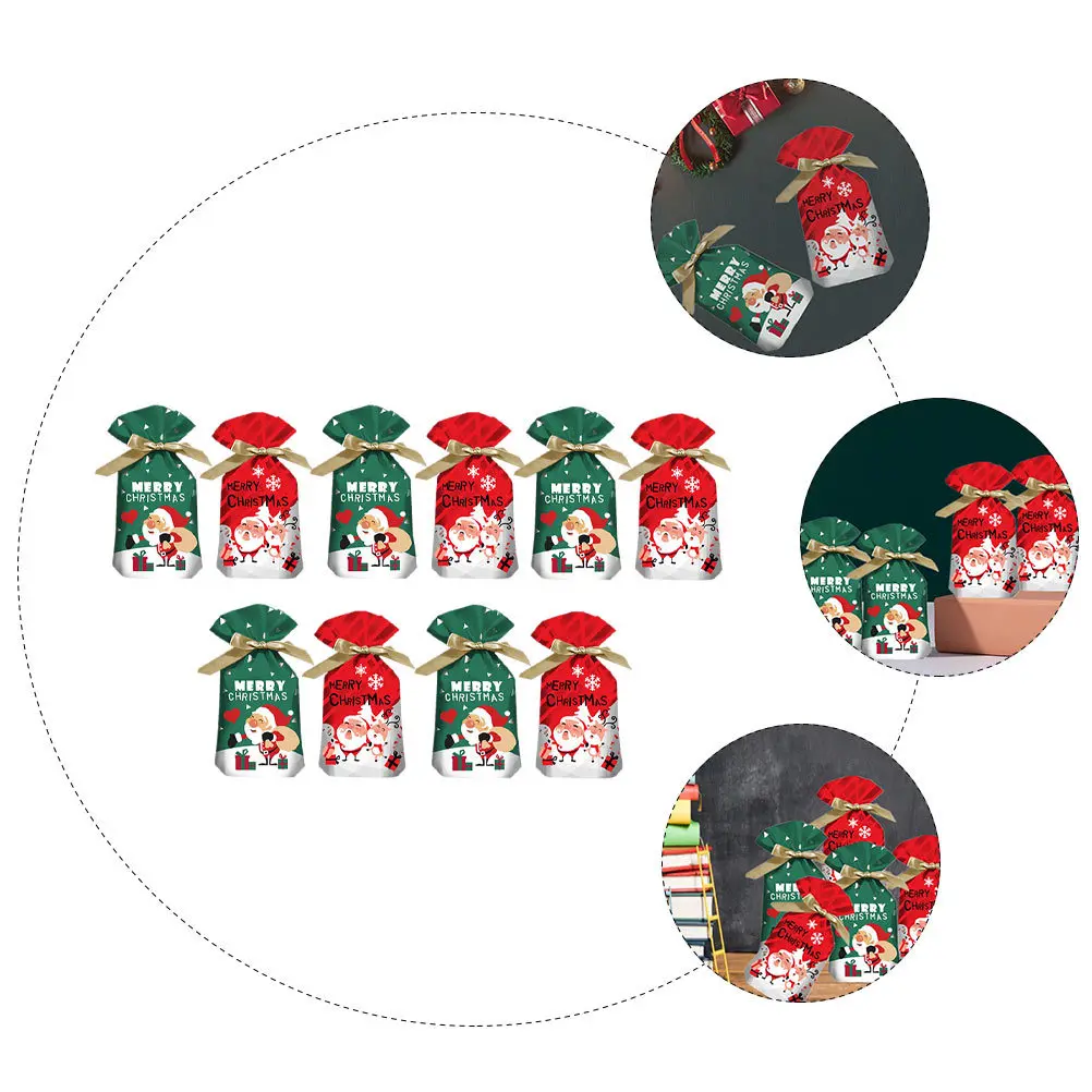 

50pcs Gift Packing Xmas Drawstring Pouch Candy Wrapping Bags For Christmas Party Favor Storage Snack Cookie Biscuit Bags Holiday