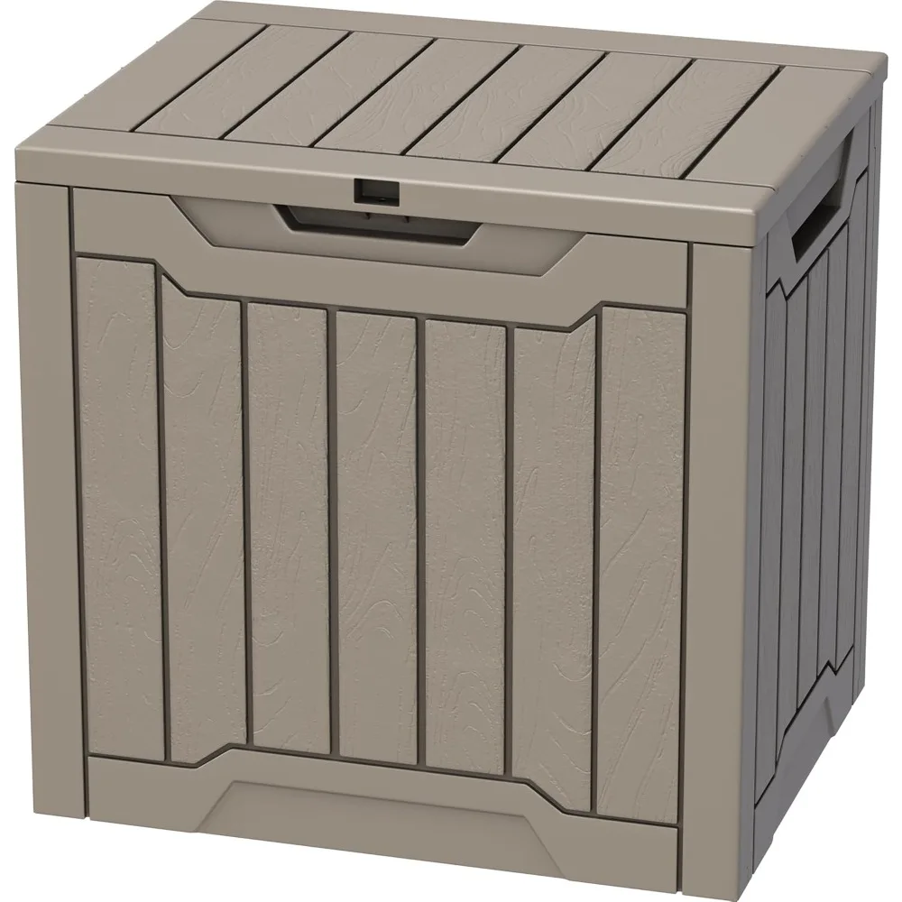 

30 Gallon Deck Box Outdoor Storage Box, Waterproof Resin Package Delivery and Storage Box with Lockable Lid for Patio F